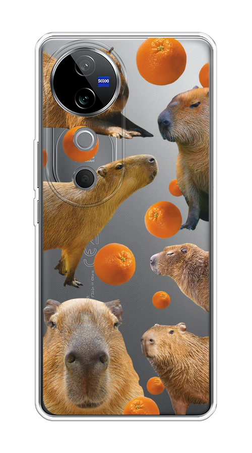

Чехол на Vivo V40 "Капибара и апельсины", Бежевый;оранжевый, 2611450-1