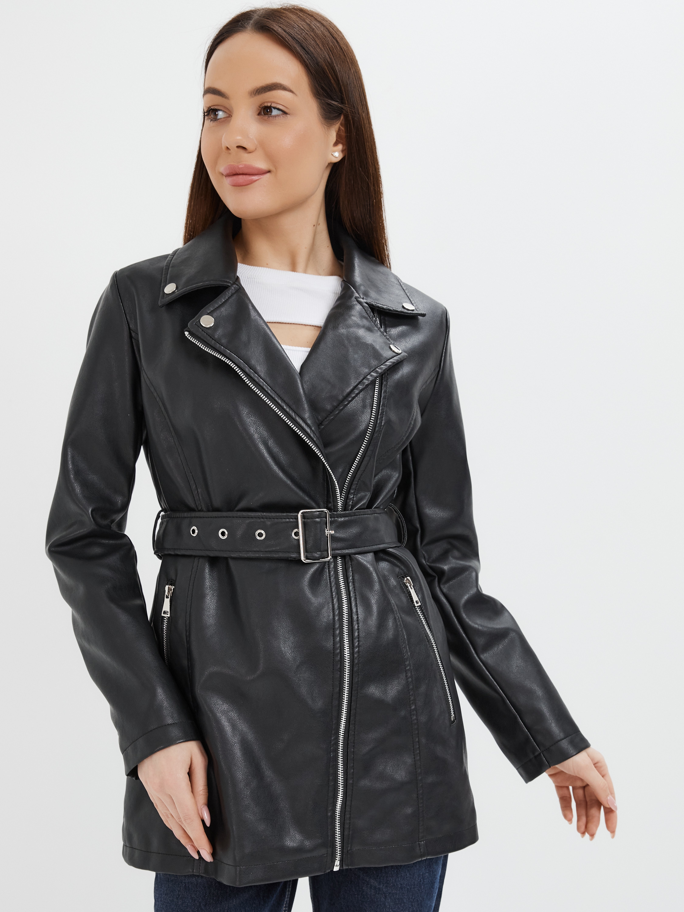 Кожаная куртка женская E-Lisman&ZG 061 черная 52 RU