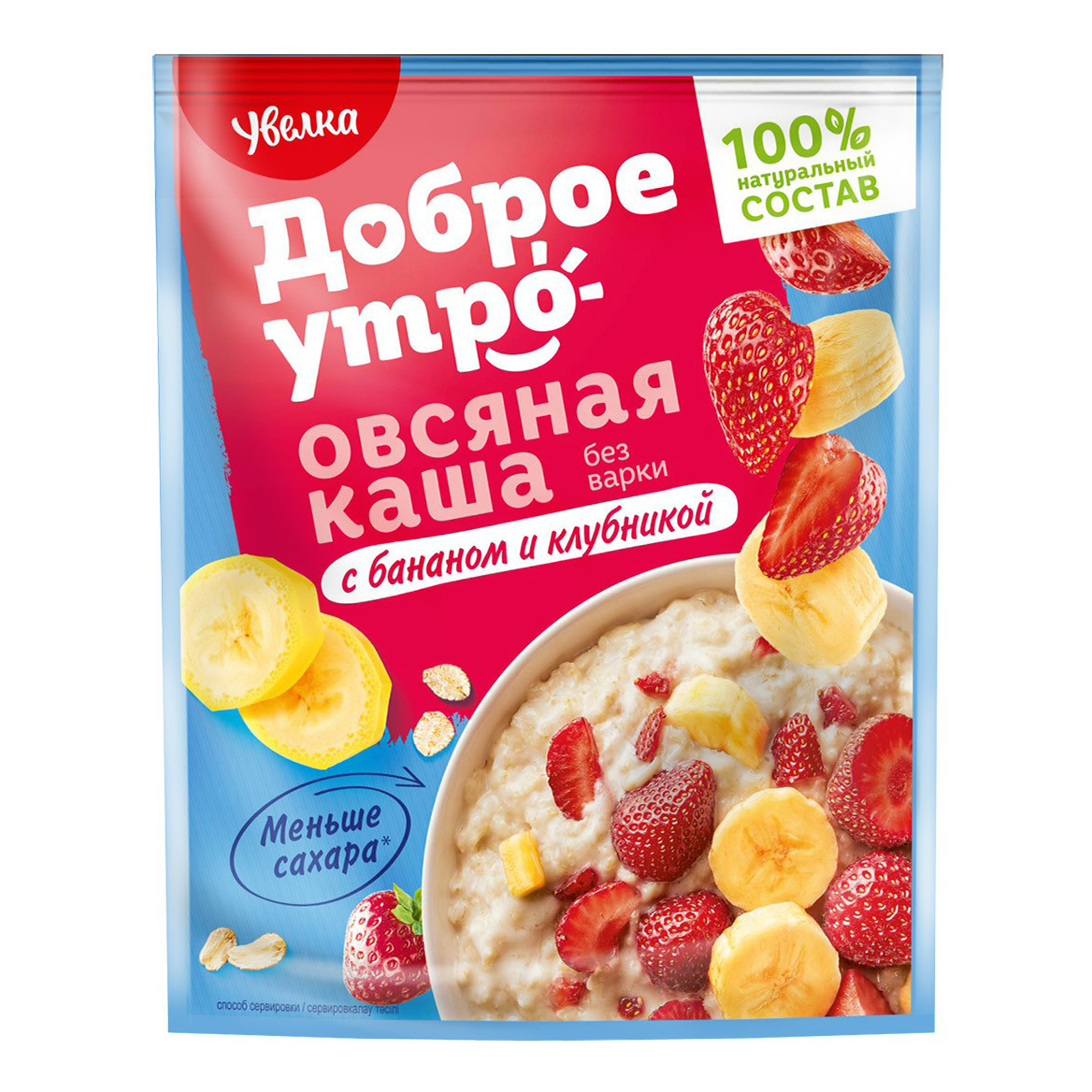 

Каша овсяная Увелка с бананом и клубникой быстрого приготовления 40 г