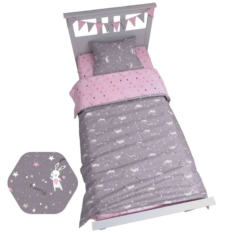 

Комплект в кроватку AmaroBaby TIME TO SLEEP 1,5 сп Princess серый/розовый AMARO-3403-Prin, AMARO-3403