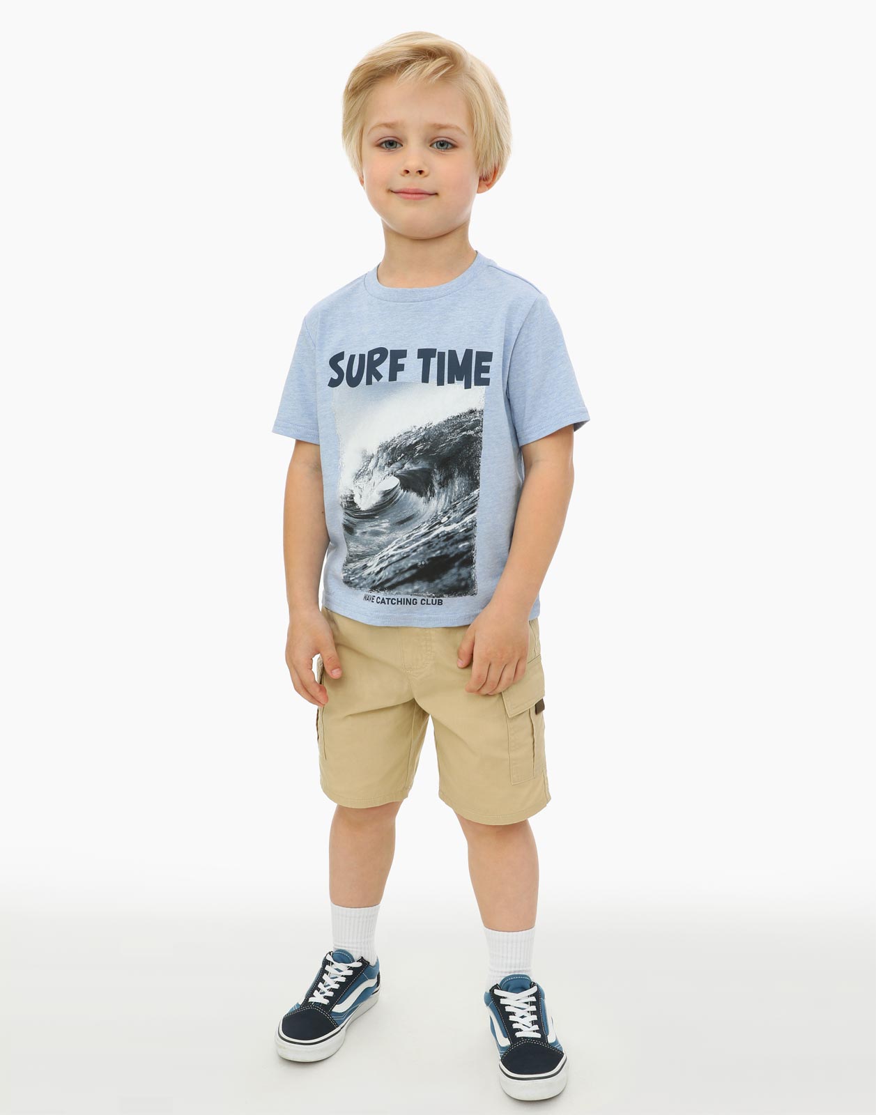 Синяя футболка с принтом Surf time для мальчика 3-4г/104