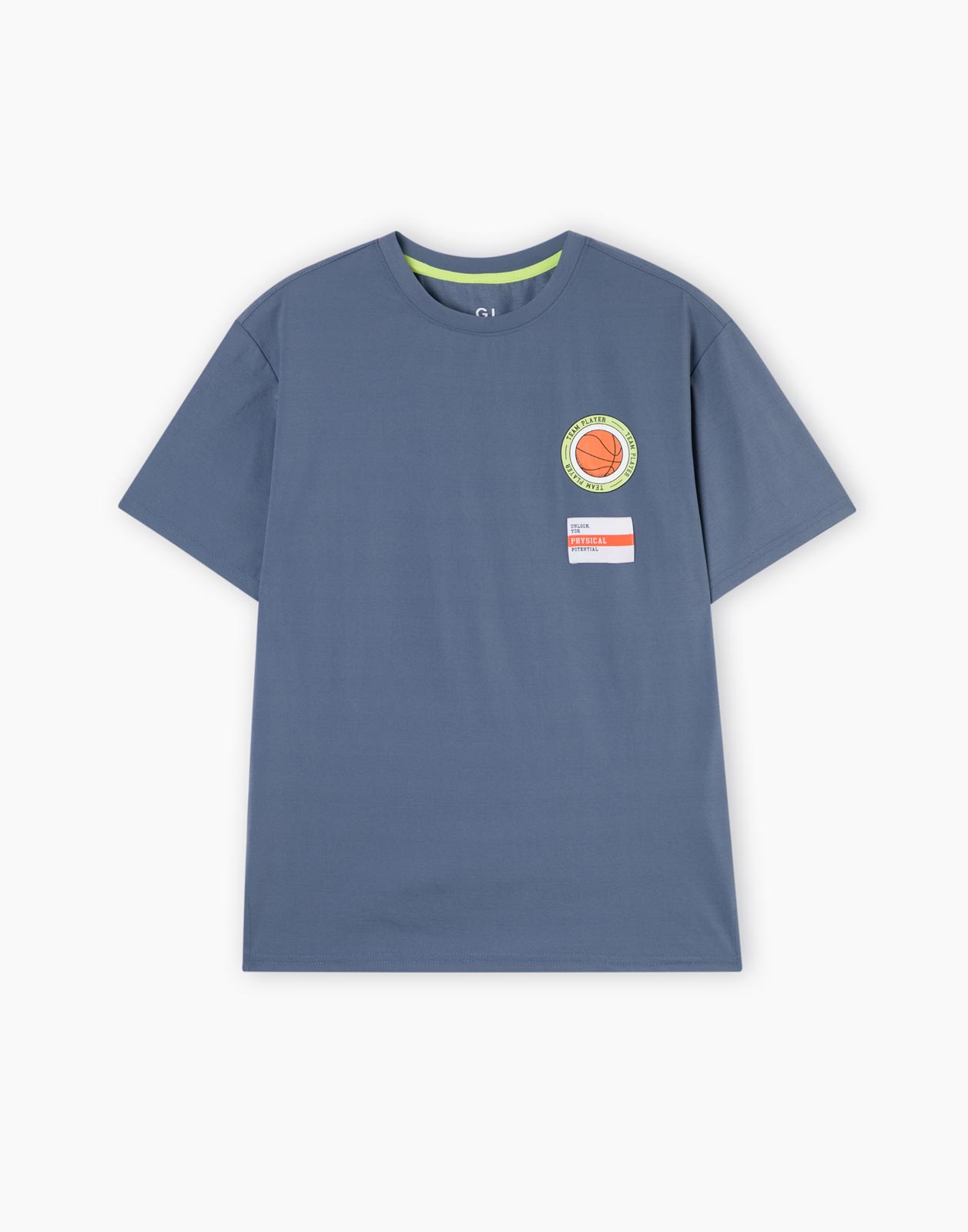 Синяя спортивная футболка с принтом для мальчика 8-10л/134-140