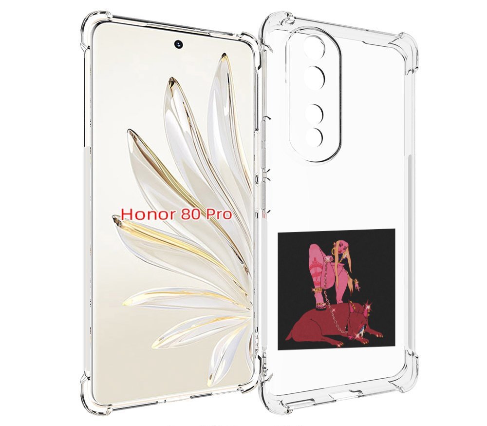 

Чехол MyPads девушка с собакой на цепи нарисованная женский для Honor 80 Pro, Прозрачный, Tocco