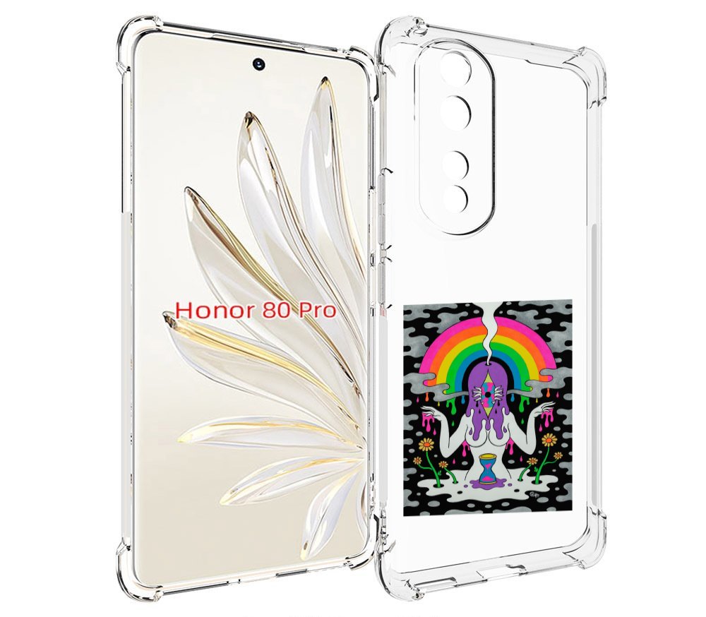 

Чехол MyPads девушка с радугой абстракция женский для Honor 80 Pro, Прозрачный, Tocco