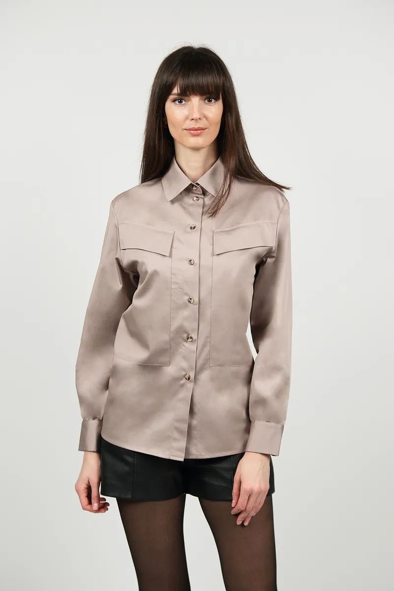 Рубашка женская на базар 78-170 коричневая S