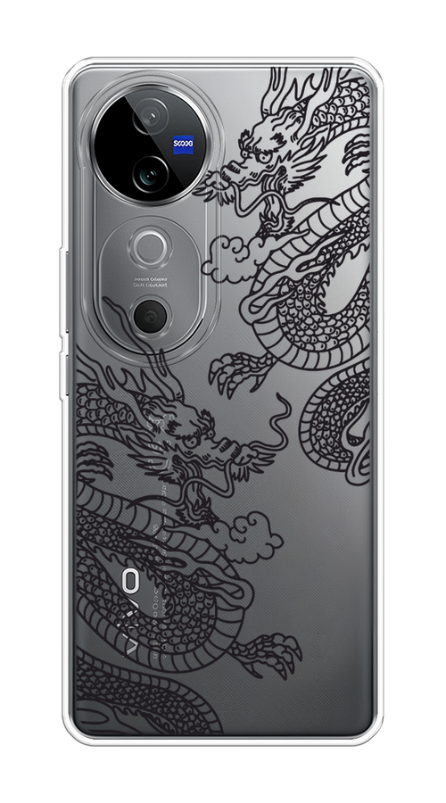 

Чехол на Vivo V40 "Два китайских дракона", Серый;черный, 2611450-1