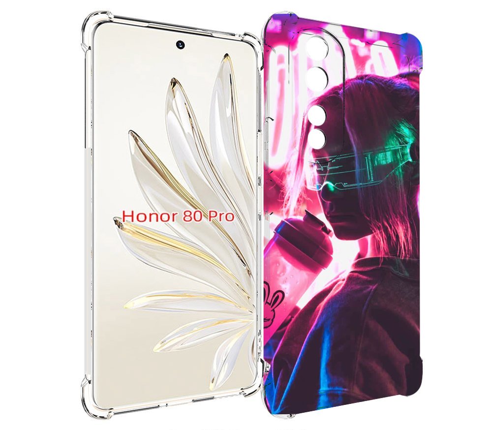 

Чехол MyPads девушка неоновый фон женский для Honor 80 Pro, Прозрачный, Tocco
