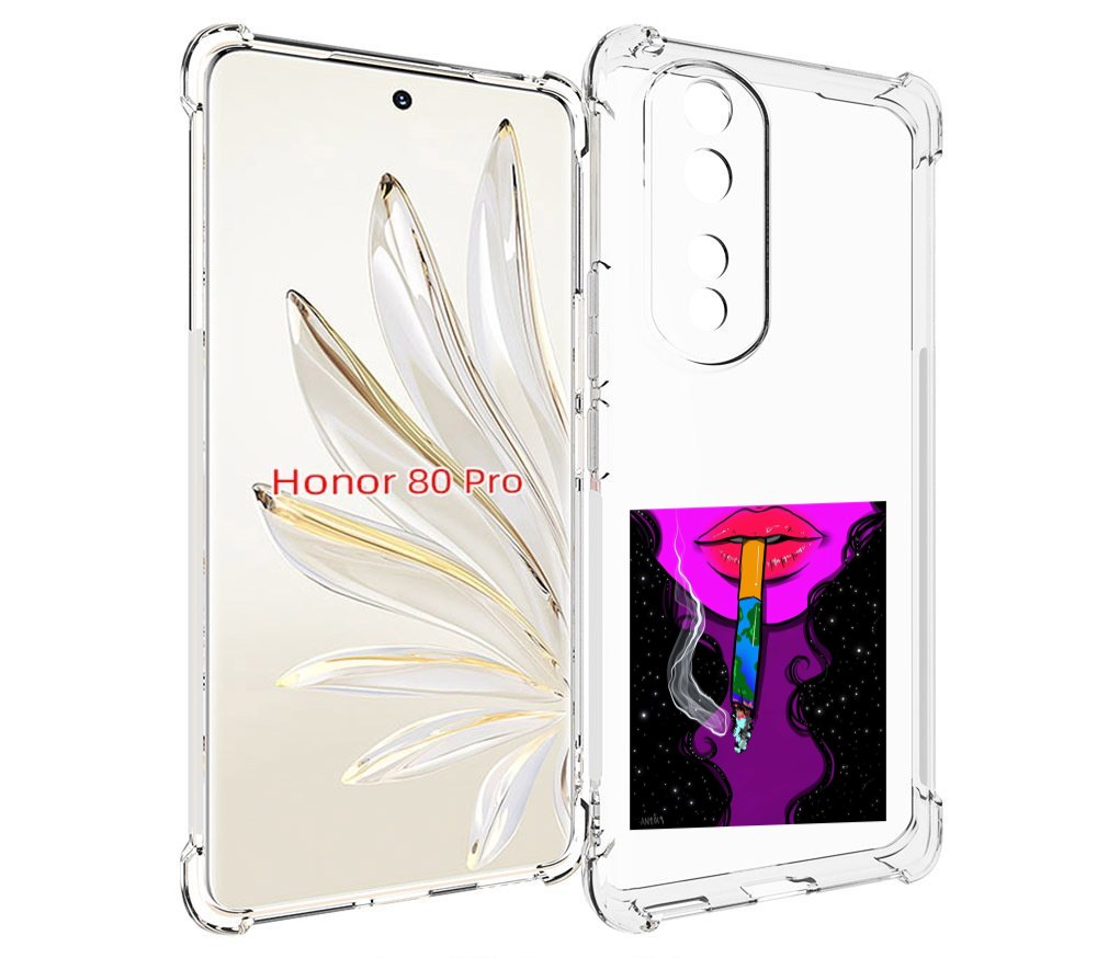 

Чехол MyPads девушка курит землю женский для Honor 80 Pro, Прозрачный, Tocco