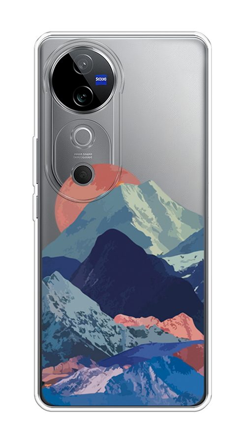 

Чехол на Vivo V40 "Закат в снежных горах", Бордовый;серый;голубой, 2611450-1
