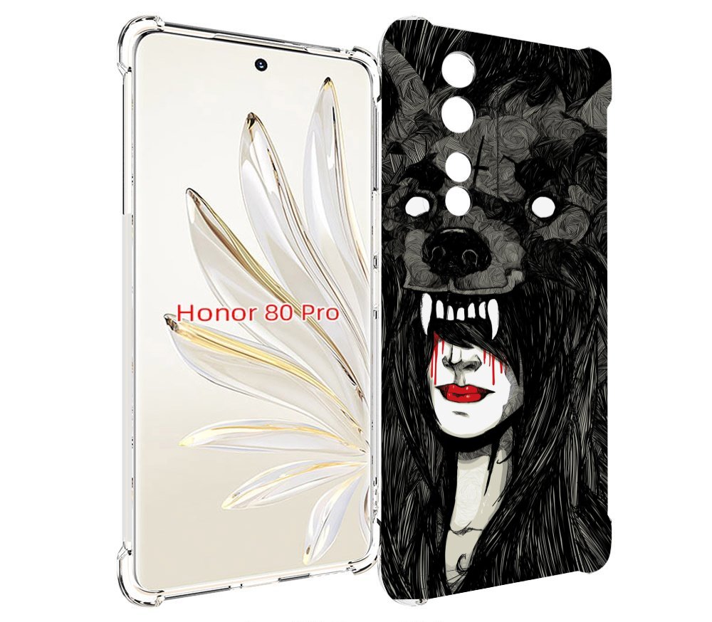 

Чехол MyPads девушка в шкуре волка женский для Honor 80 Pro, Прозрачный, Tocco