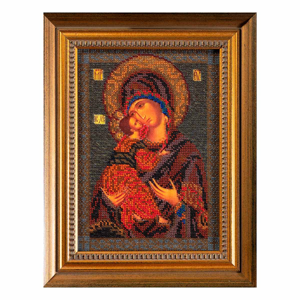 

Вышивка бисером Кроше Владимирская Богородица18x25 см