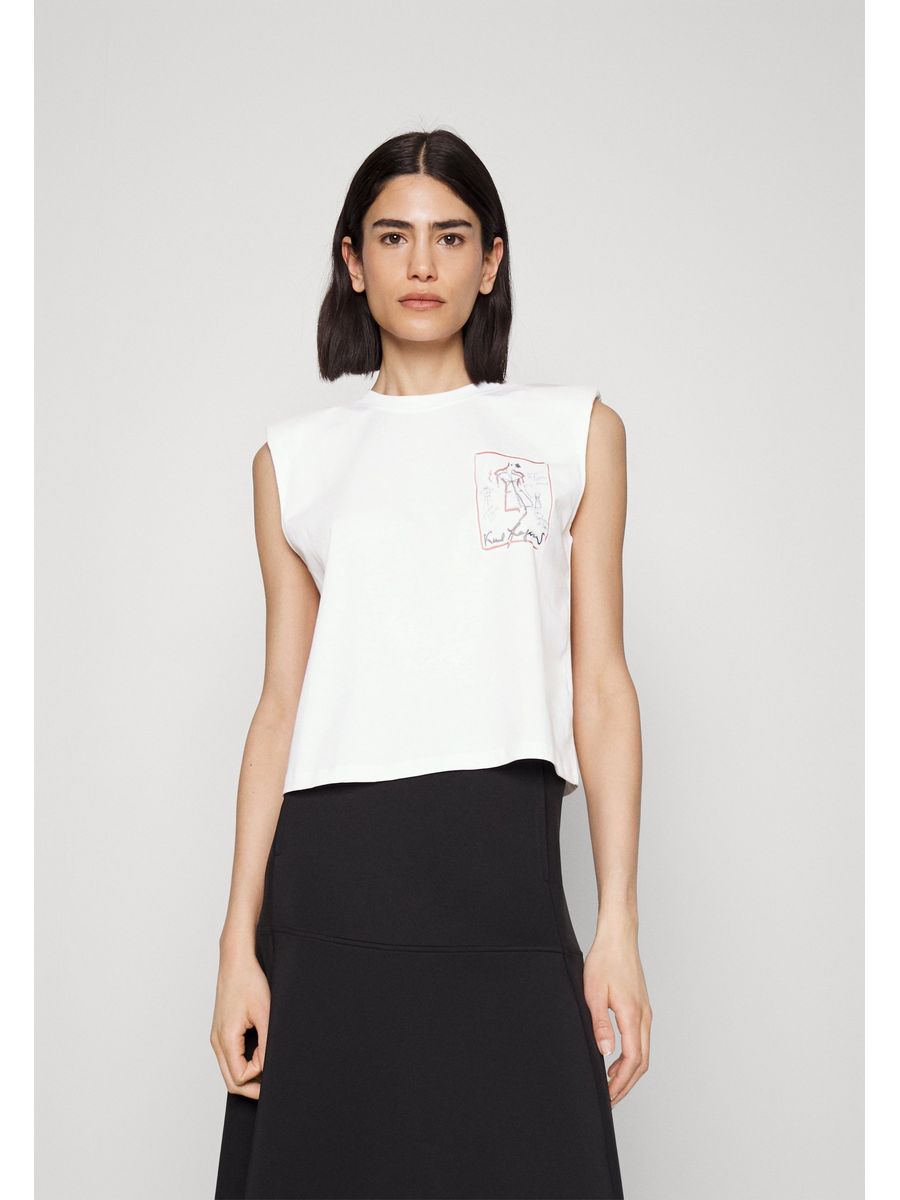 

Футболка женская Karl Lagerfeld K4821D0D8 белая L, Белый, K4821D0D8