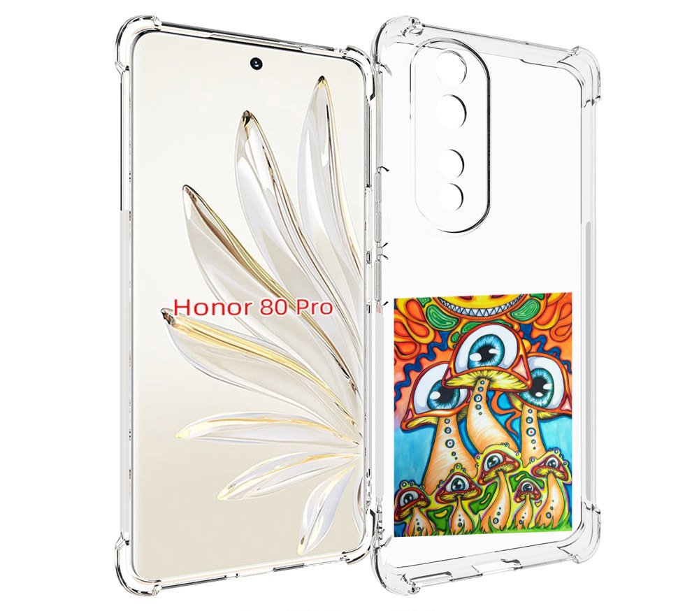 

Чехол MyPads грибы с глазами для Honor 80 Pro, Прозрачный, Tocco