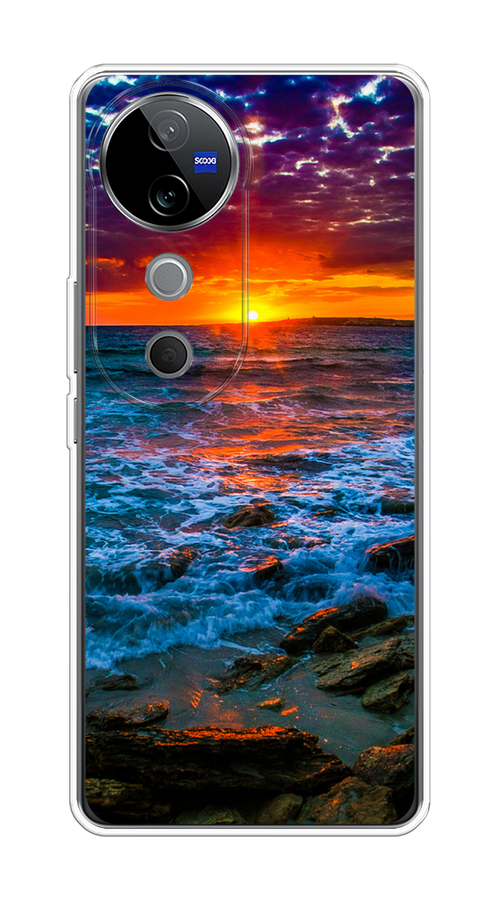 

Чехол на Vivo V40 "Закат 1", Оранжевый;синий, 2611450-1