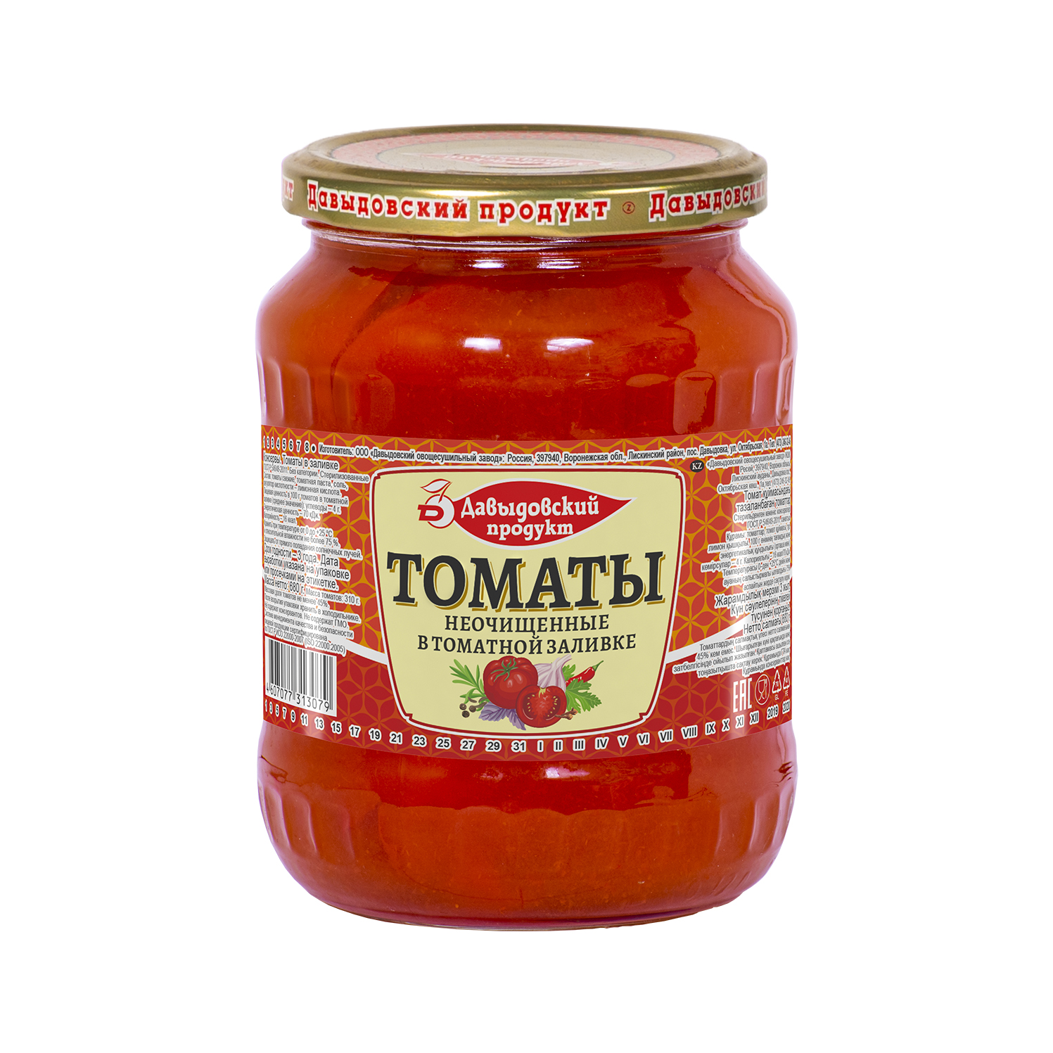 

Томаты Давыдовский продукт неочищенные в томатной заливке 680 г