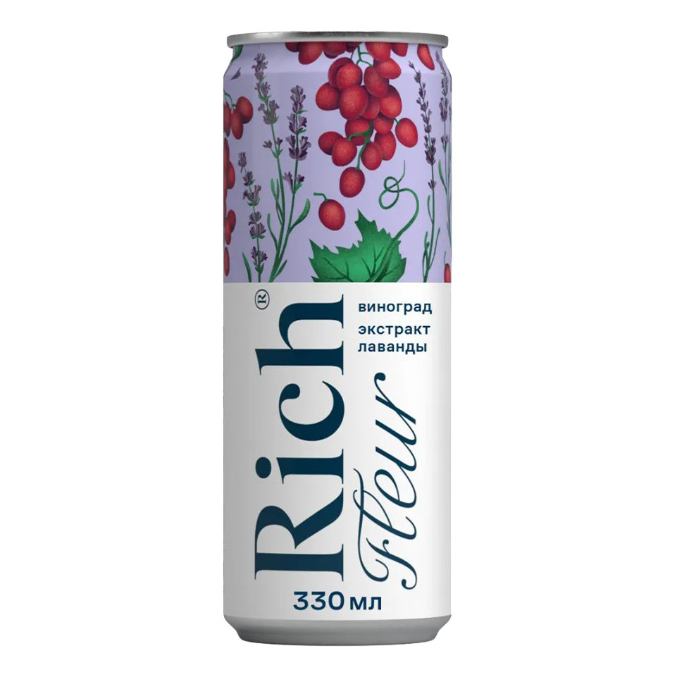 

Напиток сокосодержащий Rich Fleur виноград с ароматом лаванды 0,33 л