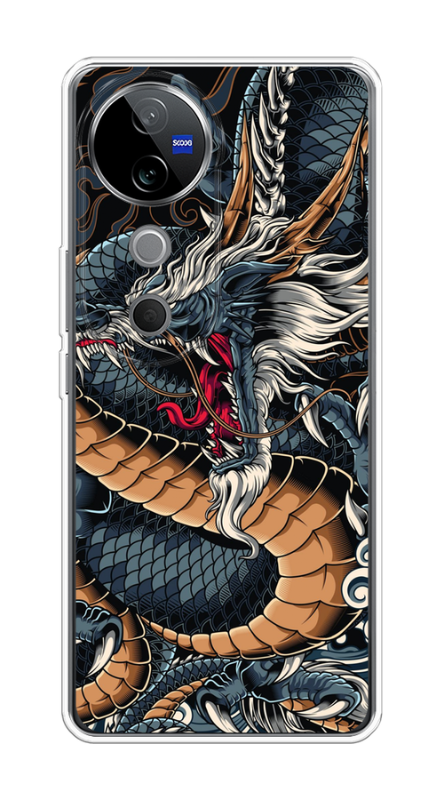 

Чехол на Vivo V40 "Japanese Dragon", Коричневый;черный;синий, 2611450-1