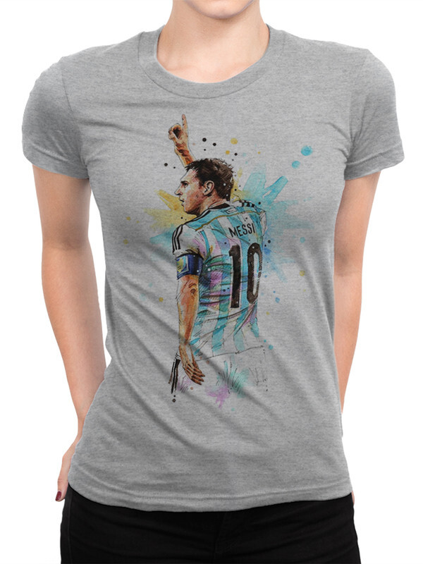 Футболка женская Dream Shirts Футболист Лионель Месси 2206-messi-1 серая XL