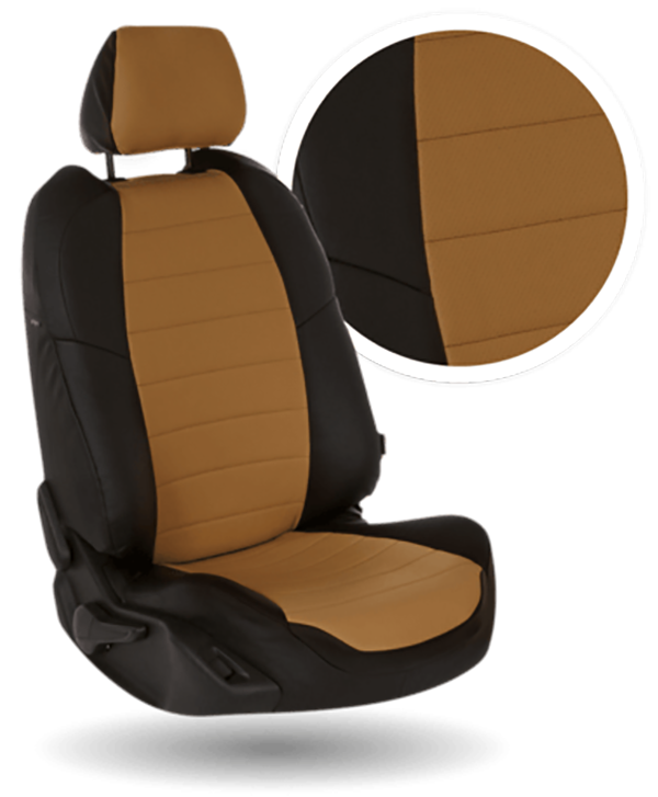 

Авточехлы Автопилот Toyota Avensis II Экокожа / Черный + Темно-бежевый