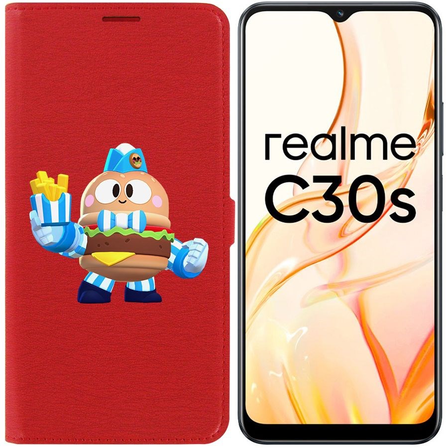 

Чехол-книжка Eco Book для Realme C30s Brawl Stars-Бургер Лу