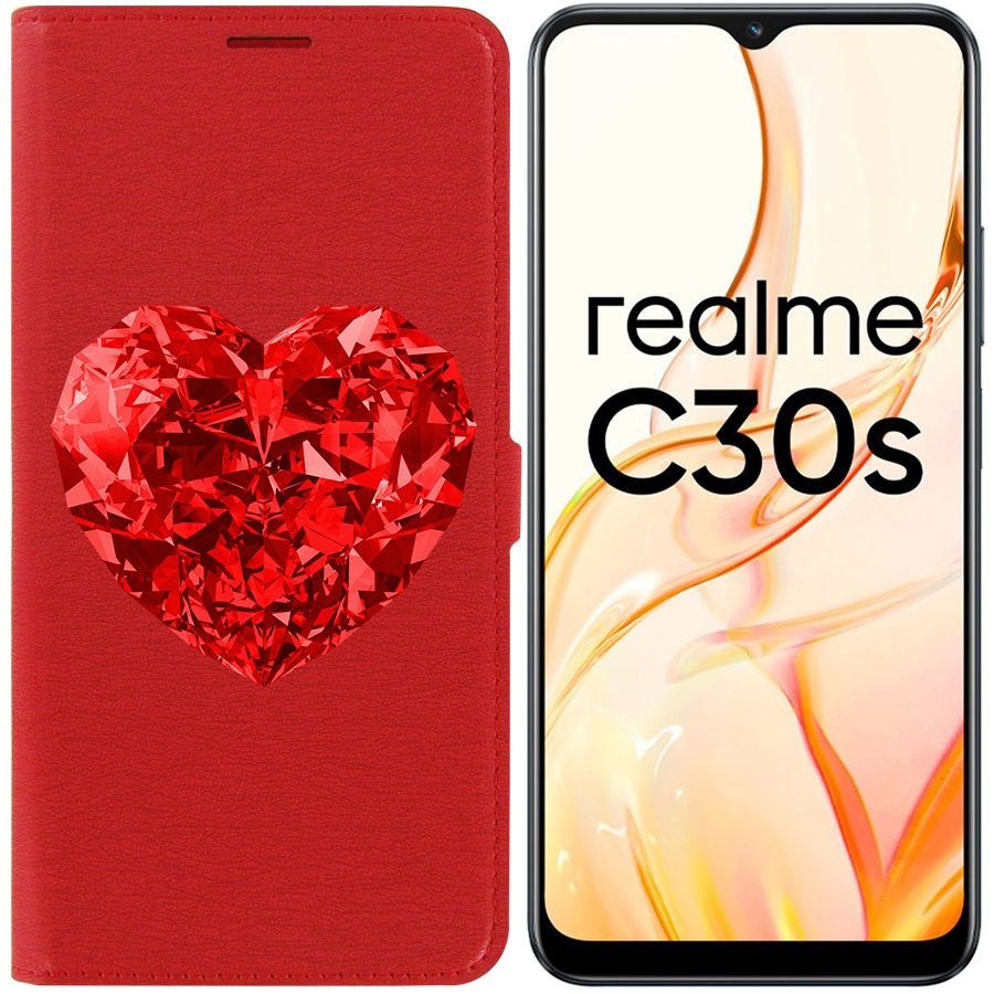 

Чехол-книжка Eco Book для Realme C30s Рубиновое сердце, Красный