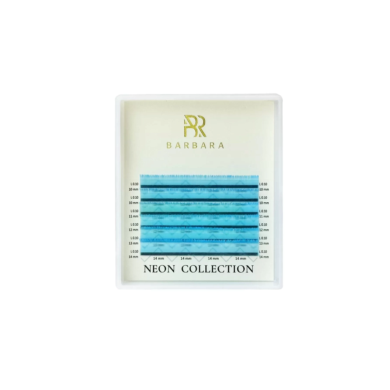 

Ресницы цветные BARBARA NEON (AQUA) 6линий C 0.10 5-10mm, Синий