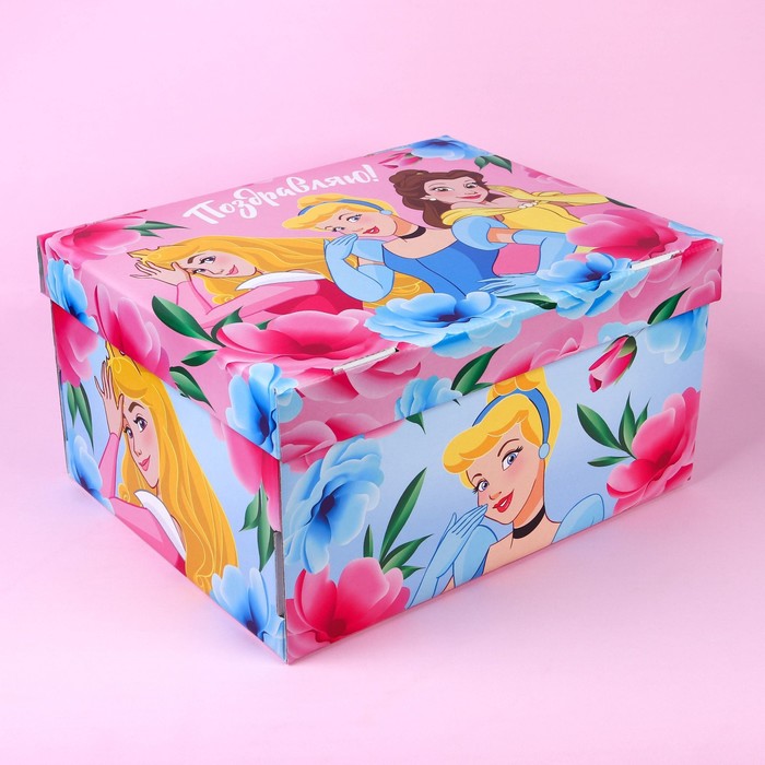 Disney Коробка подарочная складная с крышкой Поздравляю!, 31х25,5х16, Принцессы