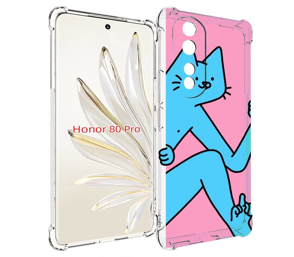 

Чехол MyPads голубой кот в дверце для Honor 80 Pro, Прозрачный, Tocco
