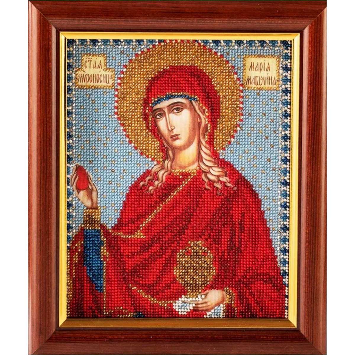

Вышивка бисером Кроше Св. Мария12х14,5 см