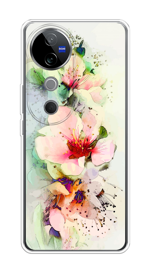 

Чехол на Vivo V40 "Нежные цветы", Зеленый;розовый, 2611450-1
