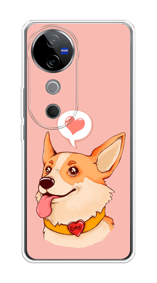 

Чехол на Vivo V40 "Корги язык", Розовый;коричневый, 2611450-1