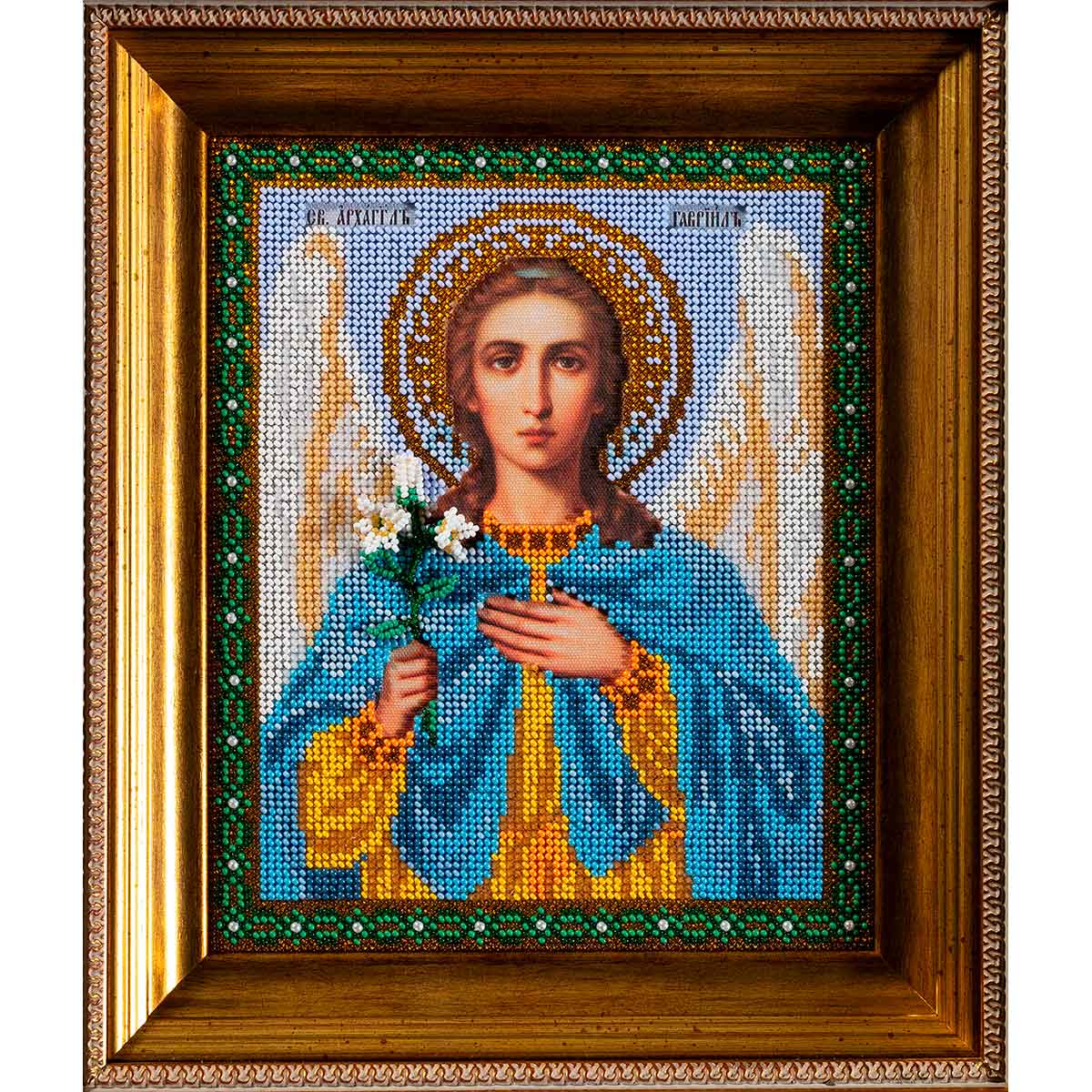 

Вышивка бисером Кроше Архангел Гавриил 19x23см