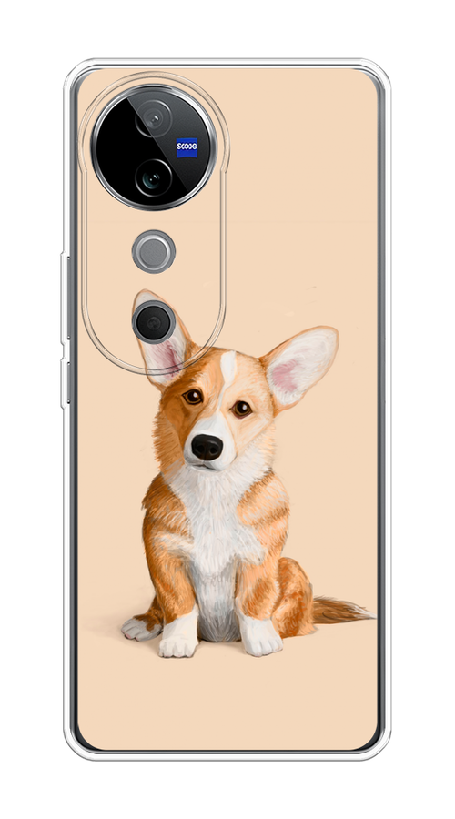

Чехол на Vivo V40 "Грустный Корги", Коричневый;бежевый, 2611450-1