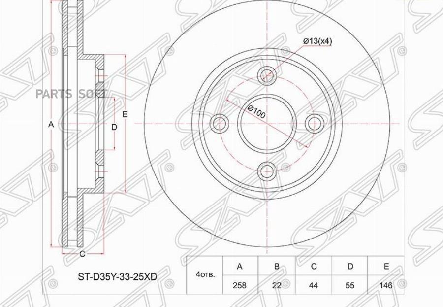 

SAT Диск тормозной перед MAZDA DEMIO DY# 02-
