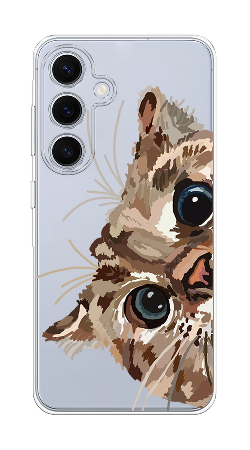 

Чехол на Samsung Galaxy S24 FE 5G "Любопытный кот", Коричневый;синий;черный, 2109950-1