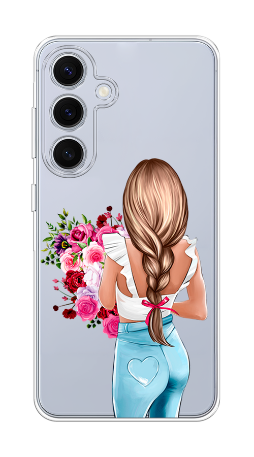 

Чехол на Samsung Galaxy S24 FE 5G "Девушка с цветами", Коричневый;розовый;бирюзовый, 2109950-1