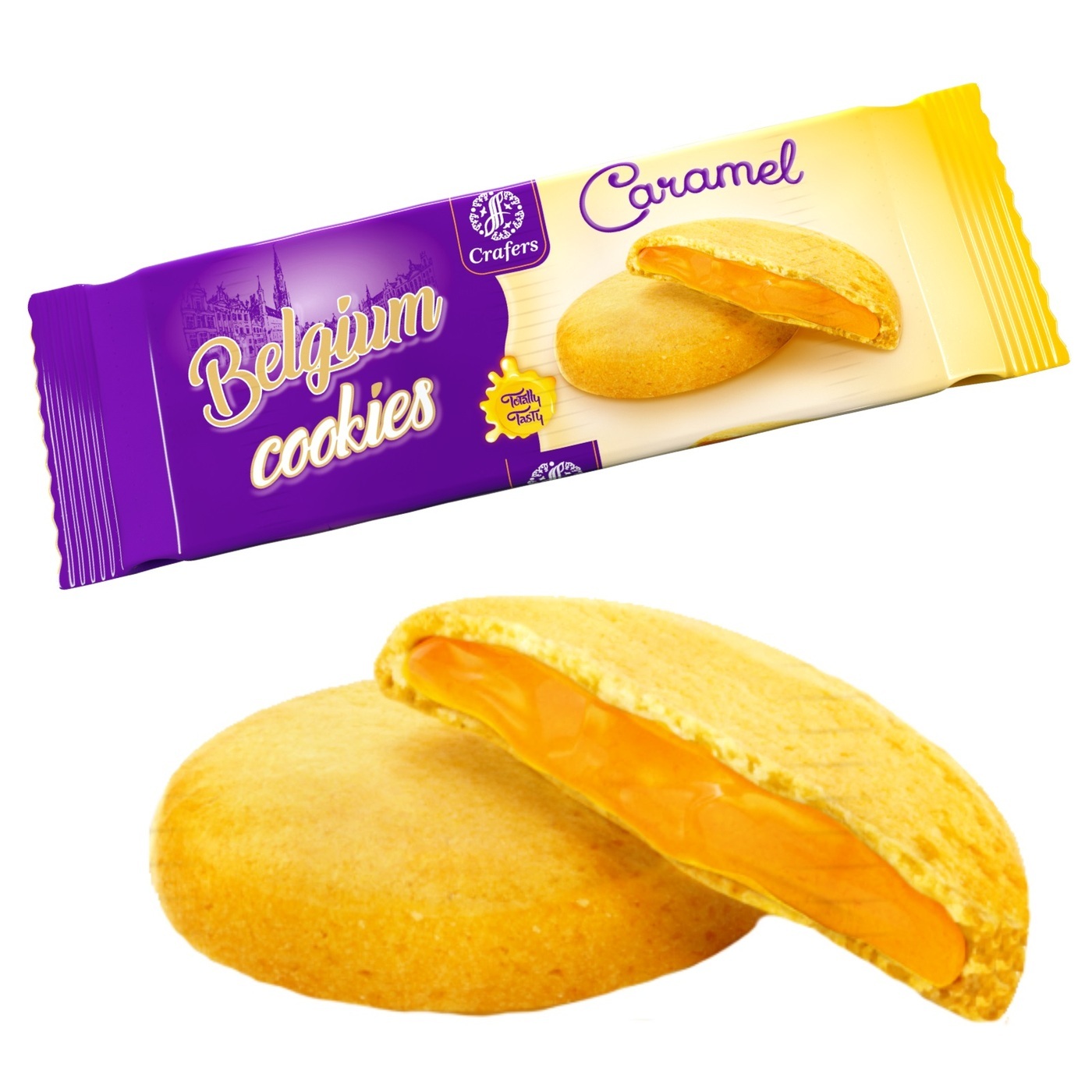 фото Печенье crafers belgium cookies сдобное с карамелью 210 г