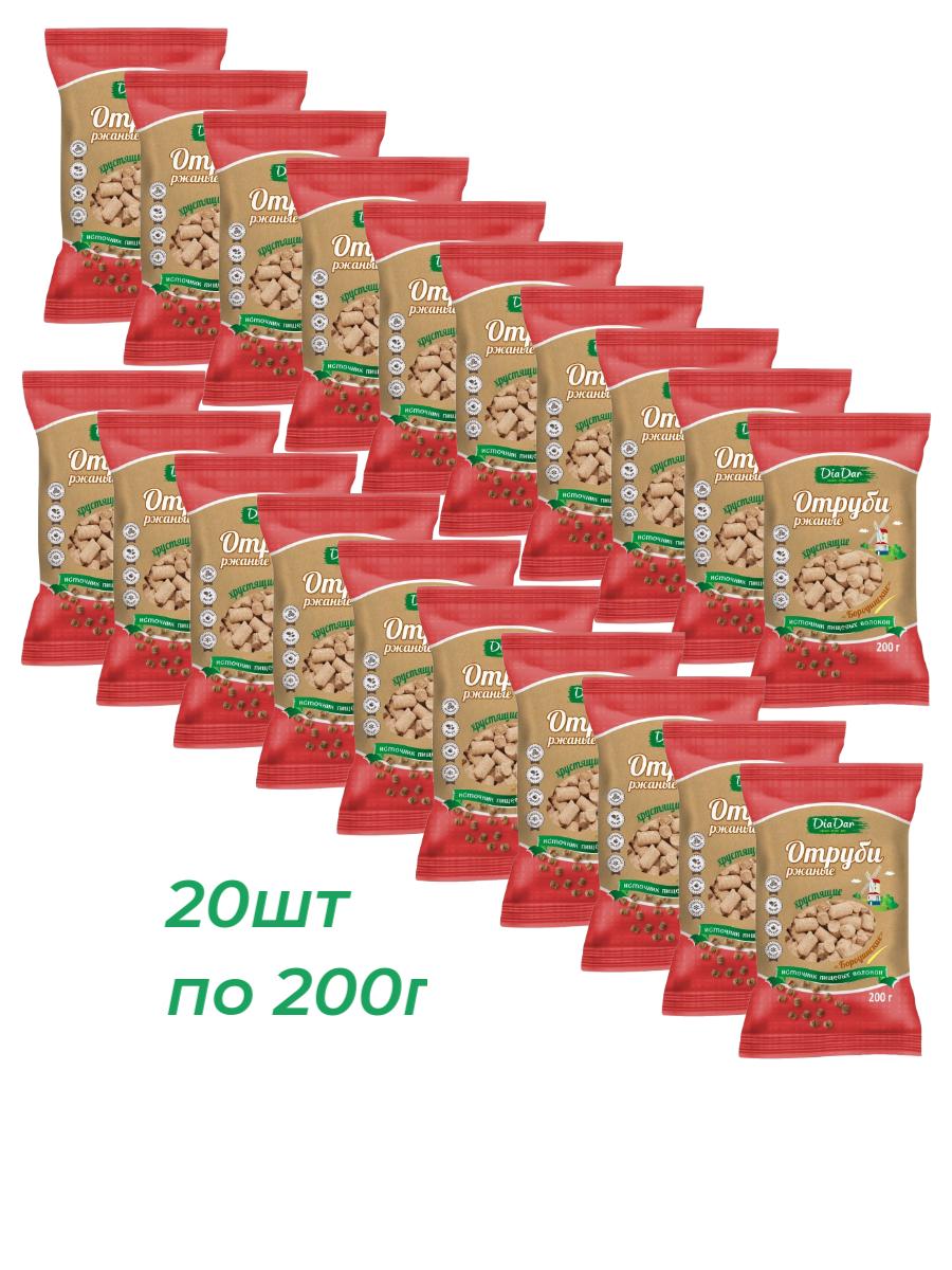Отруби DiaDar ржаные бородинские хрустящие, 200 г х 20 шт