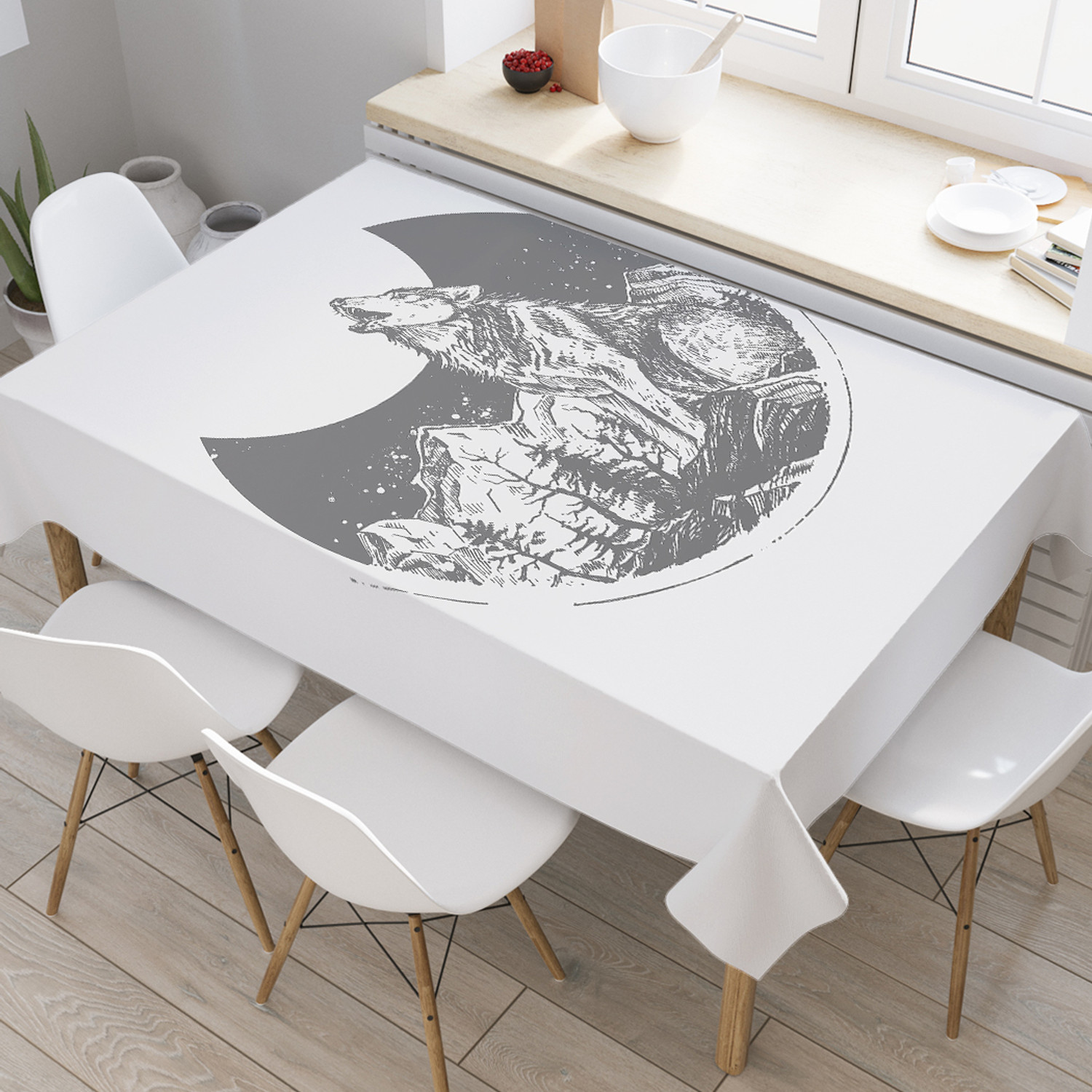 

Скатерть на стол JoyArty Одинокий волк 145х180см, прямоугольная tc_422847_180x145, Черный