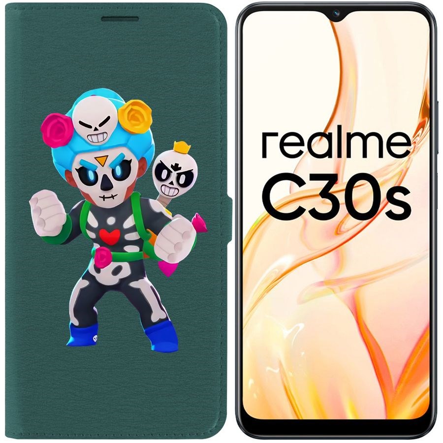 

Чехол-книжка Eco Book для Realme C30s Brawl Stars-Хэллоуинская Роза