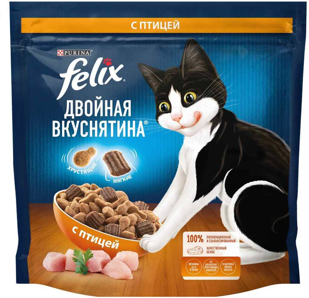 

Сухой корм для кошек Purina Felix Двойная Вкуснятина с птицей, 200 г