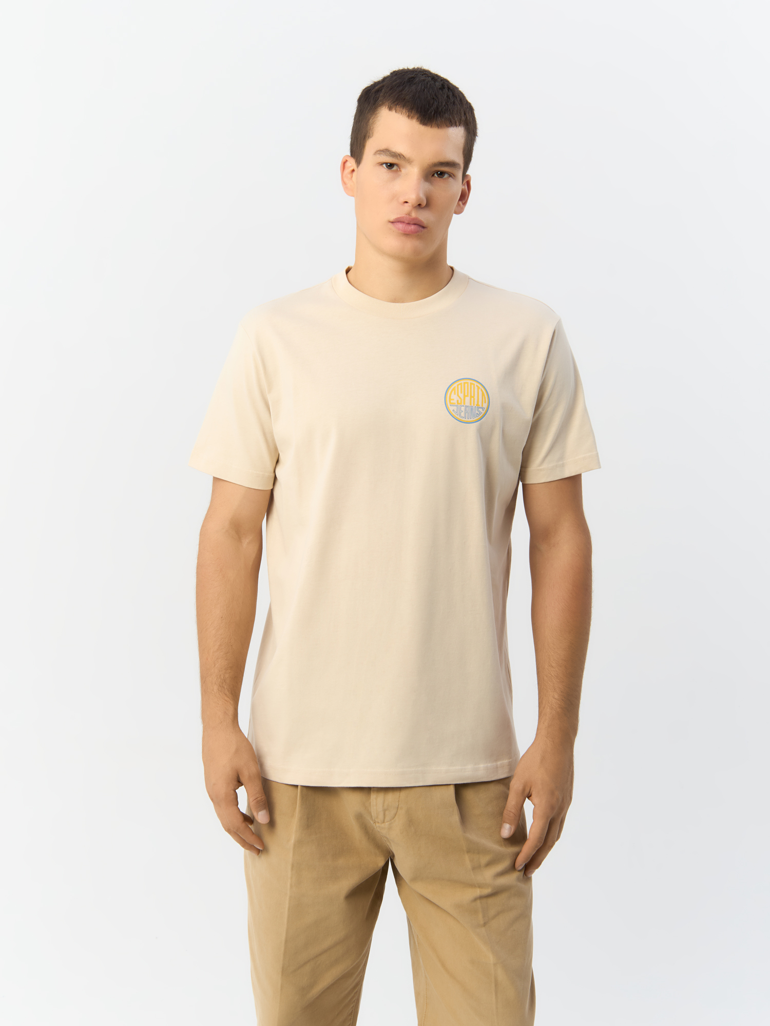 

Футболка мужская Esprit 112EE2K317 бежевая L, Бежевый, 112EE2K317
