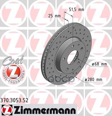 

Тормозной диск ZIMMERMANN комплект 1 шт. 370305352