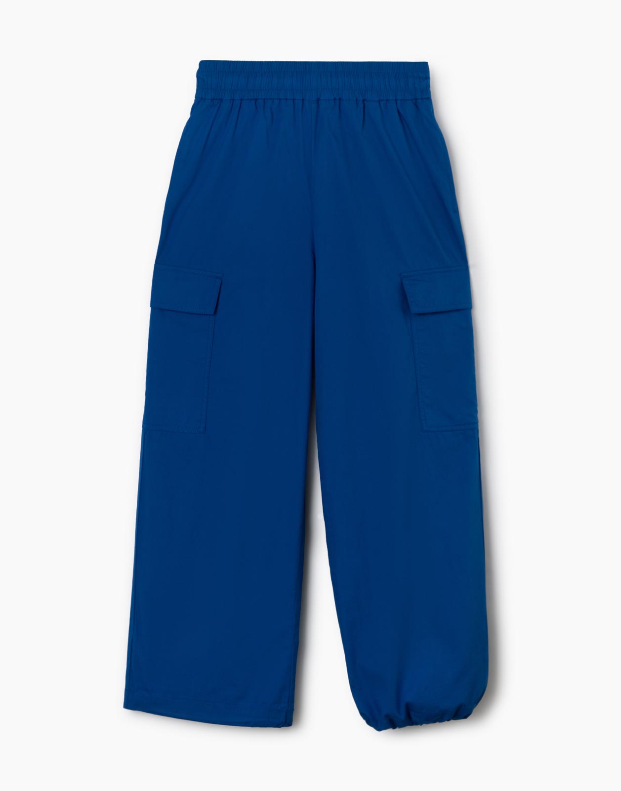 Синие брюки-трансформеры с карманами карго для девочки р.140