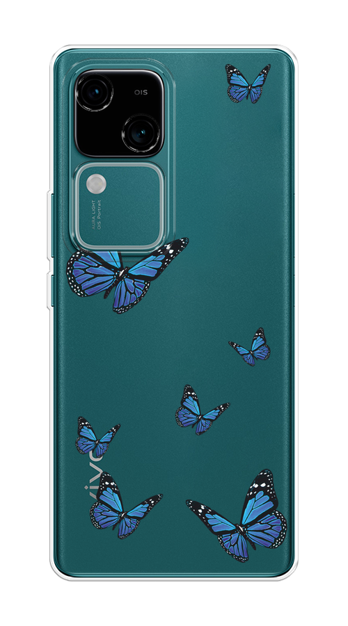 

Чехол на Vivo V30/S18 "Blue butterflies", Синий;черный, 2610250-1