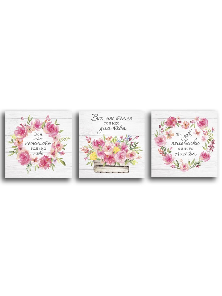 

Картины на холсте LOFTime 3 шт 30Х30 НЕЖНОСТЬ ТЕПЛО ПОЛОВИНКИ К-94-3030