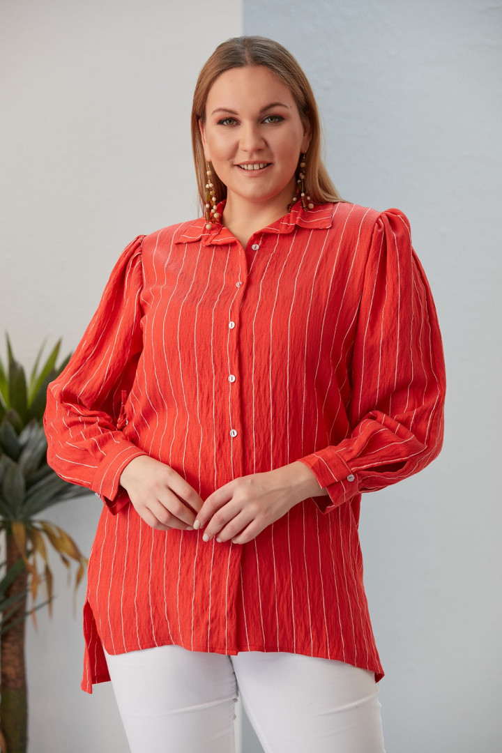 Рубашка женская RMG Buyuk Beden 18991 красная 50 RU (доставка из-за рубежа)