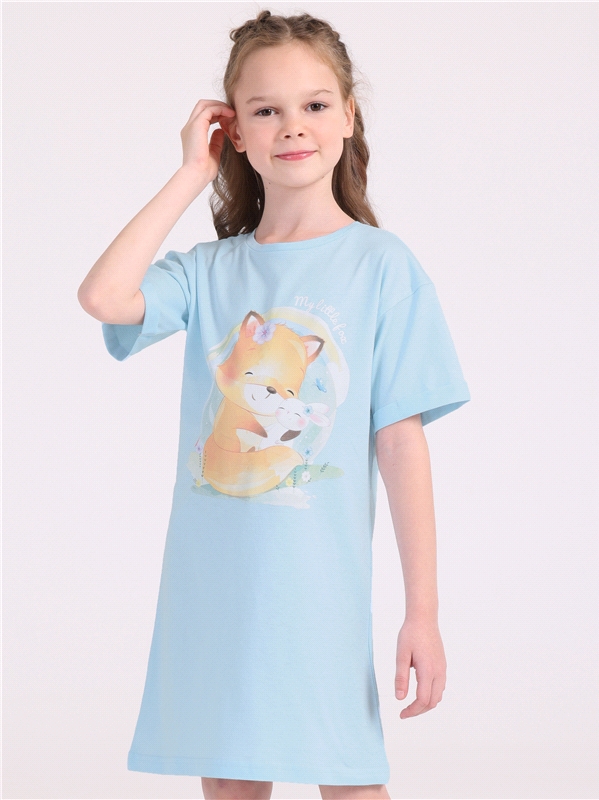 Платье детское Апрель 250дев001Д1, светло-голубой109 Лиса и заяц, 104