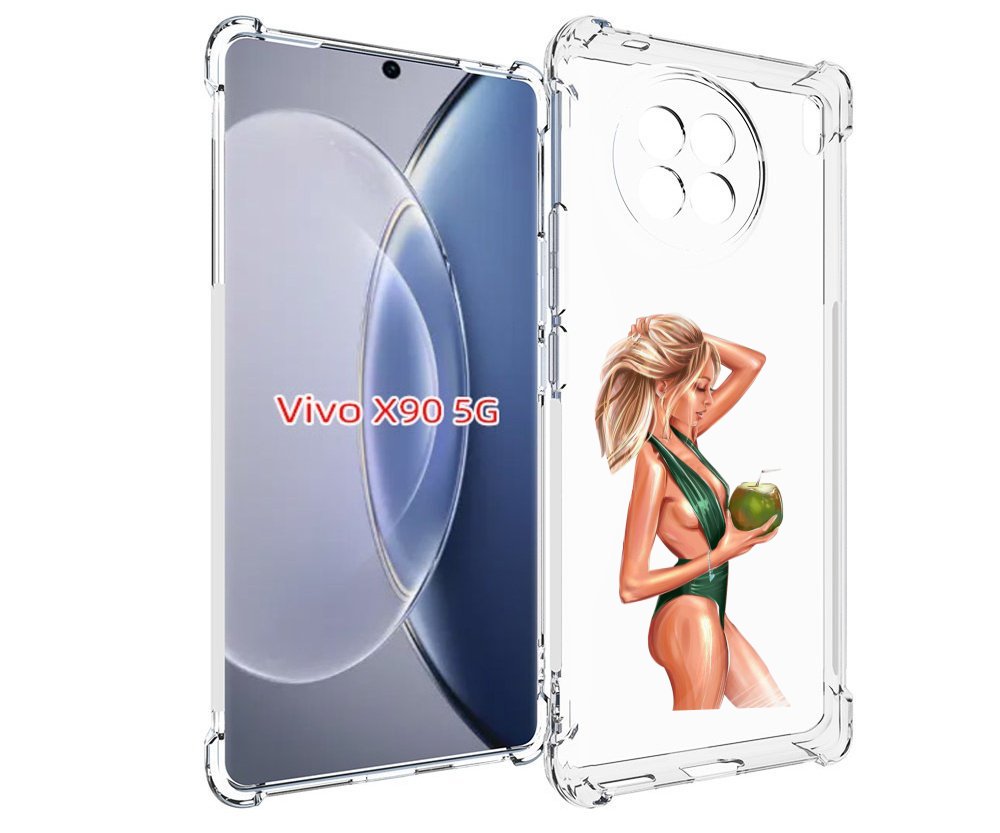 Чехол MyPads девушка-с-кокосом-в-зеленом-купальнике женский для Vivo X90