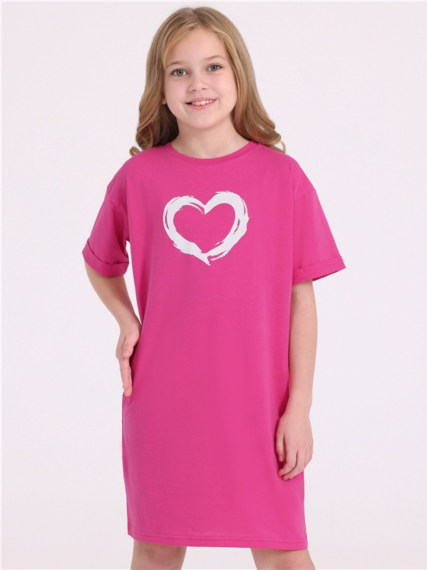 Платье детское Апрель 250дев001Д2, ярко-розовый12 Сердце кистью, 158